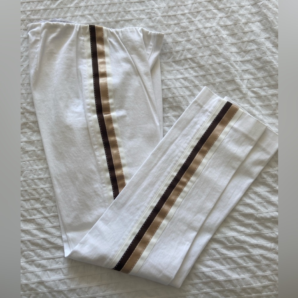 P A R O S H. PAROSH White Pants with Brown and Tan Stripes